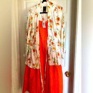 Torrid orange sundress with flowy over shirt. Both items size 2